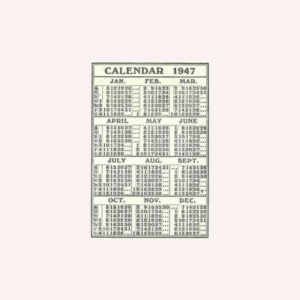 Almanaque Vintage - India 1947