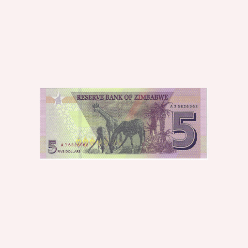 Zimbabwe: 5 Dólares - 2019. - Imagen 2