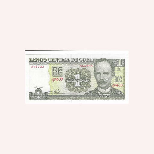Cuba : 1 Peso Cubano 2016.