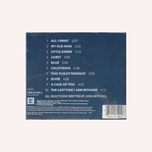 CD – Blue – Joni Mitchell - Imagen 2