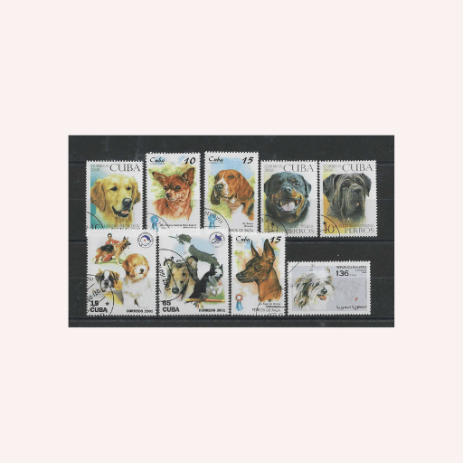 9 Sellos de Perros Cubanos