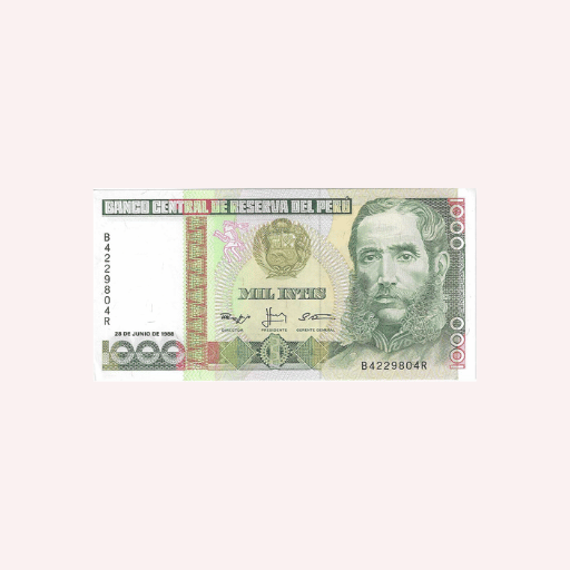 Billete de 1,000 Intis 1988.