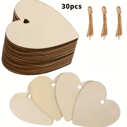 30 Corazones de Madera